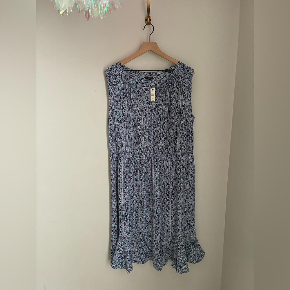 Talbots Sleeveless Breezy Summer Dress Coastal Paisley Dress Size 16W